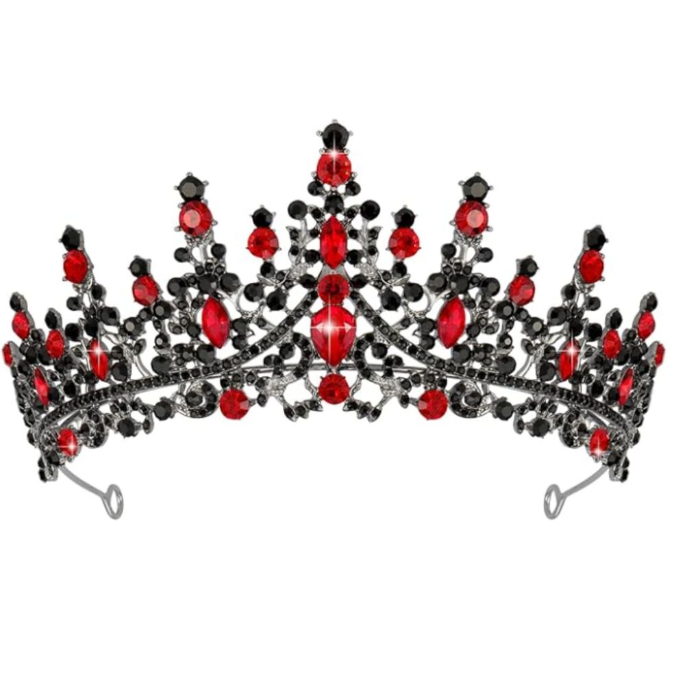 TOBATOBA Tiara Crown Royal Queen Crown Gothic Princess Cosplay Black Red NEW